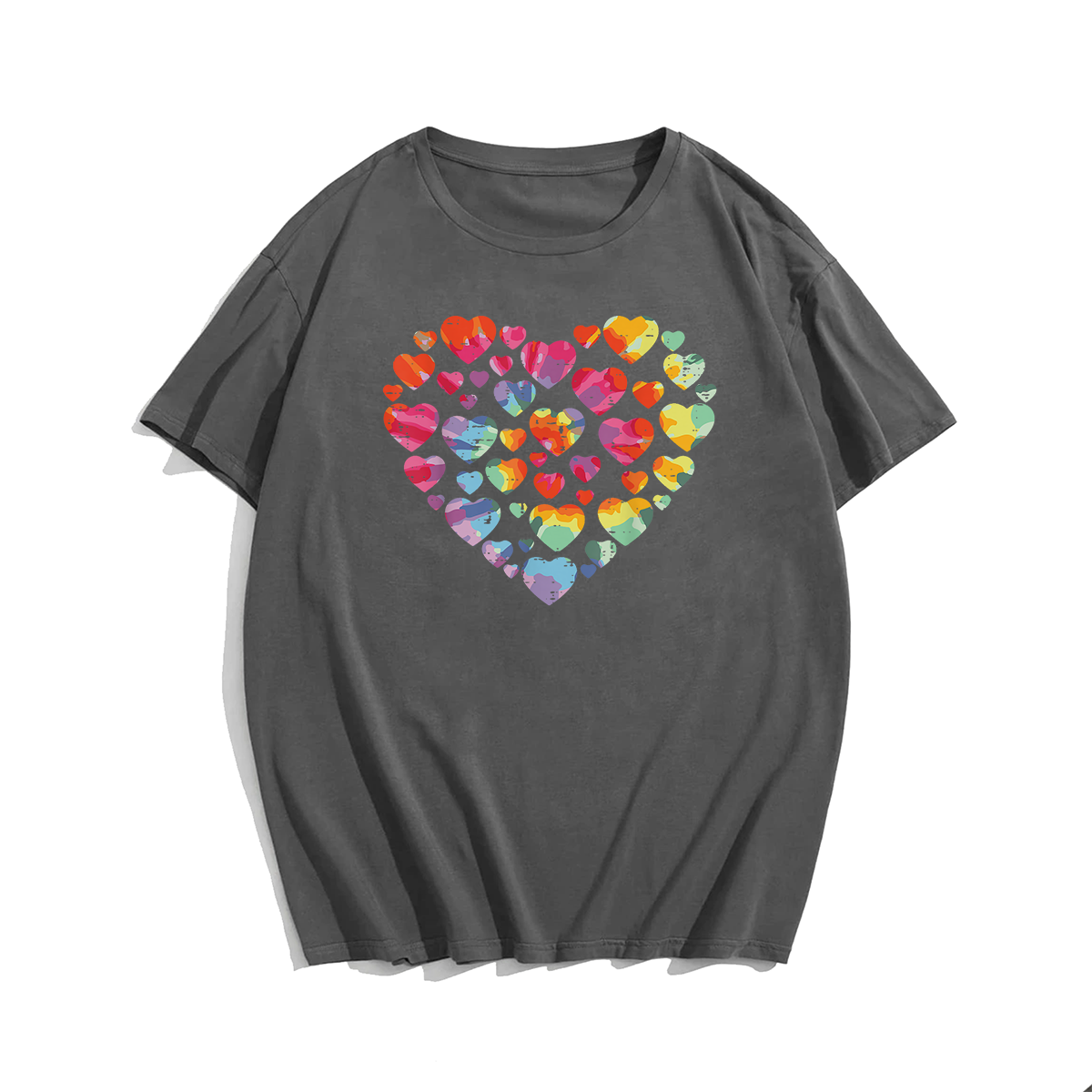 Valentines Day Heart Hearts T-Shirt, Men Plus Size Oversize T-shirt for Big & Tall Man