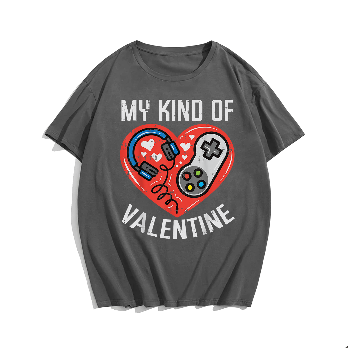 My Kind Valentine Gamer Valentines Day T-Shirt, Men Plus Size Oversize T-shirt for Big & Tall Man