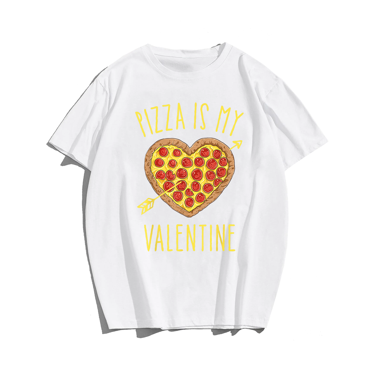 Pizza Is My Valentine Valentines Day T-Shirt, Men Plus Size Oversize T-shirt for Big & Tall Man