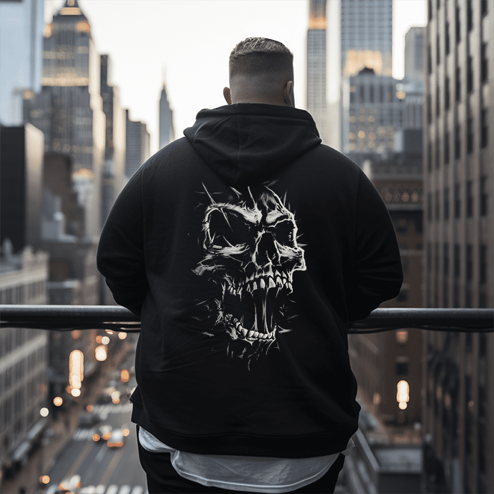 Skull Silhouette Men's Plus Size Hoodie