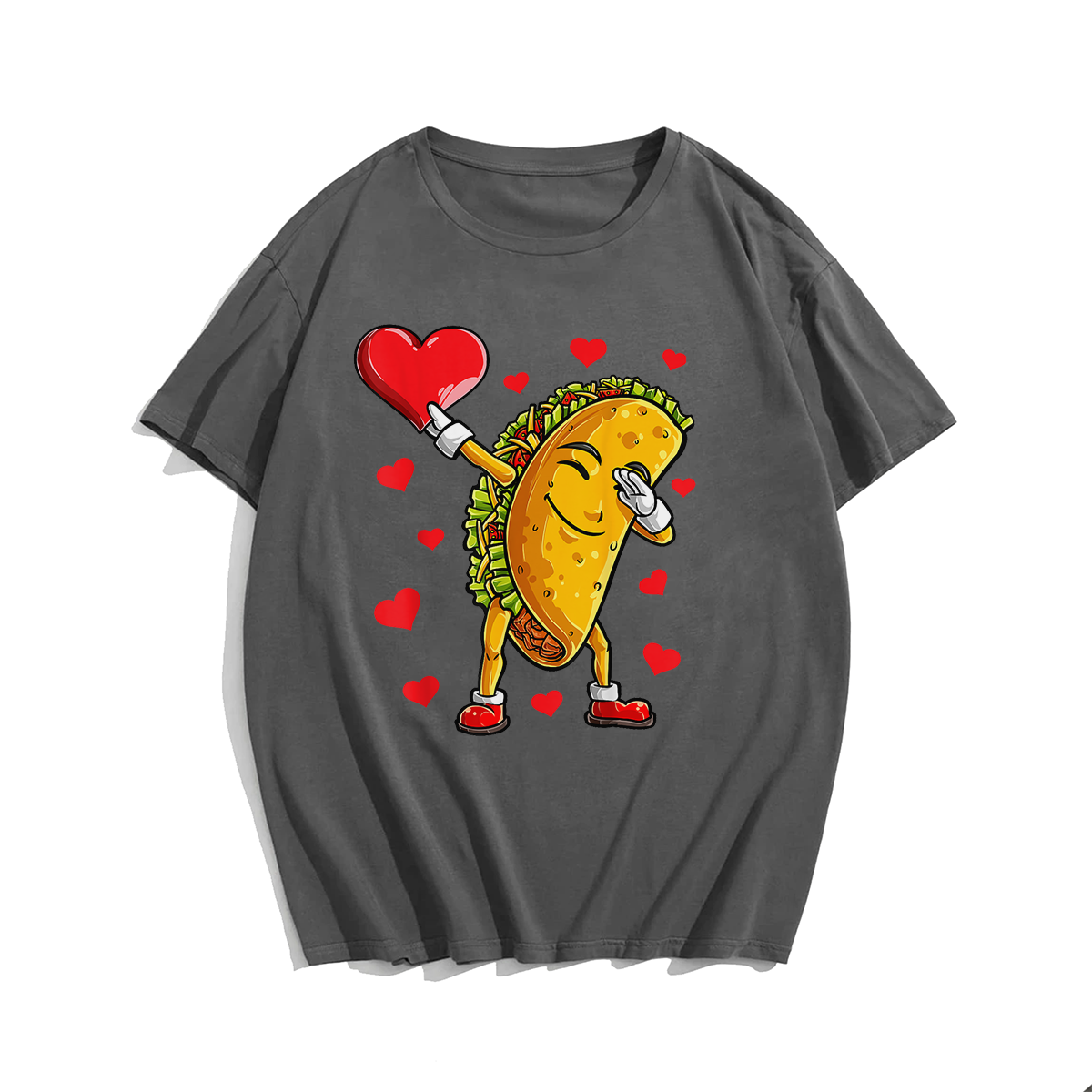 Dabbing Taco Valentines Day Heart T-Shirt, Men Plus Size Oversize T-shirt for Big & Tall Man
