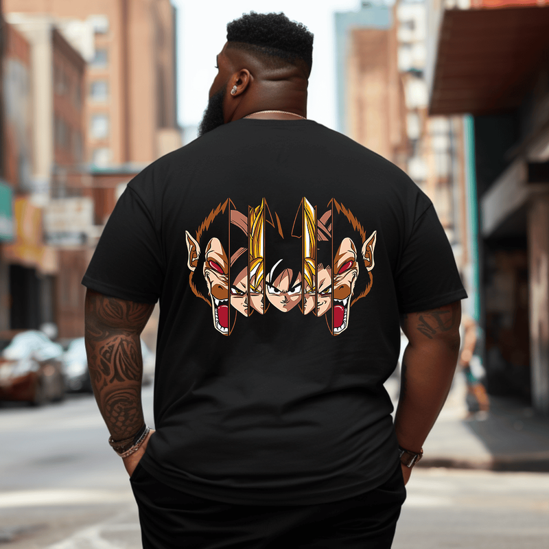 Saiyan Forms Men Anime Graphic T-Shirt, Oversized T-Shirt for Big and Tall