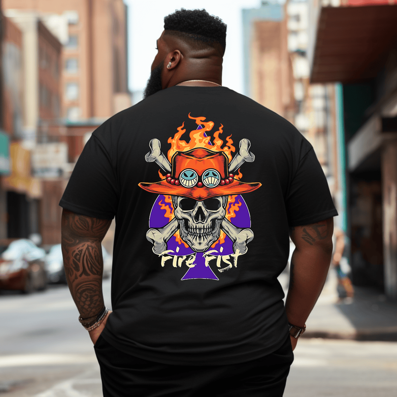 Fire Fist Asce Men Anime Graphic T-Shirt, Oversized T-Shirt for Big and Tall