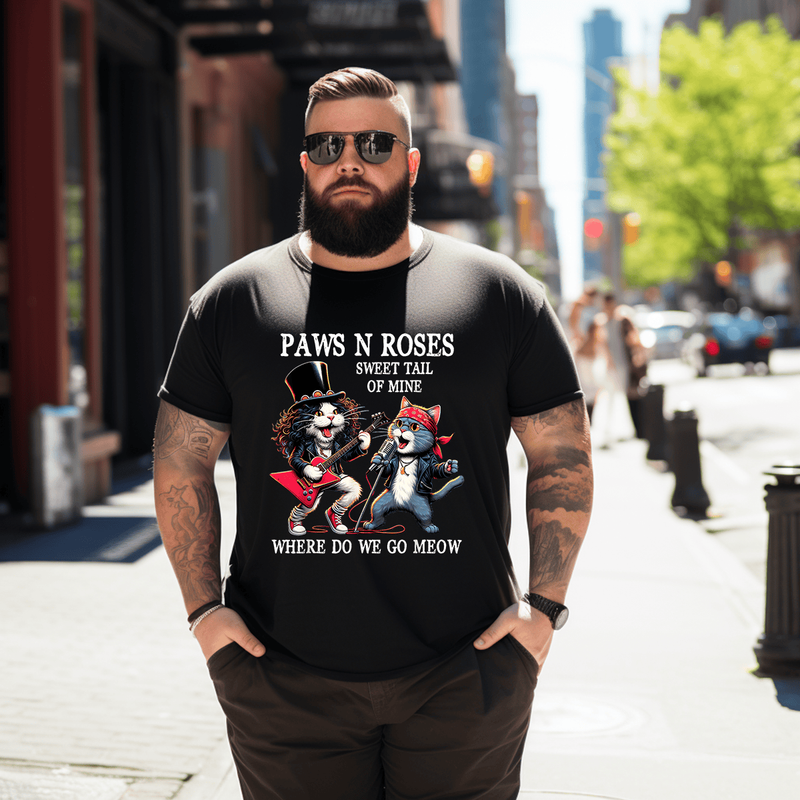 Funny Cat Animal T-Shirt, Plus Size Oversize T-shirt for Big & Tall Man
