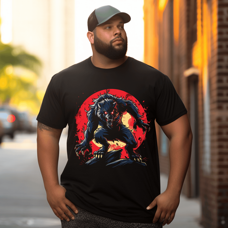 Werewolf 5# T-Shirt, Plus Size Oversize T-shirt for Big & Tall Man