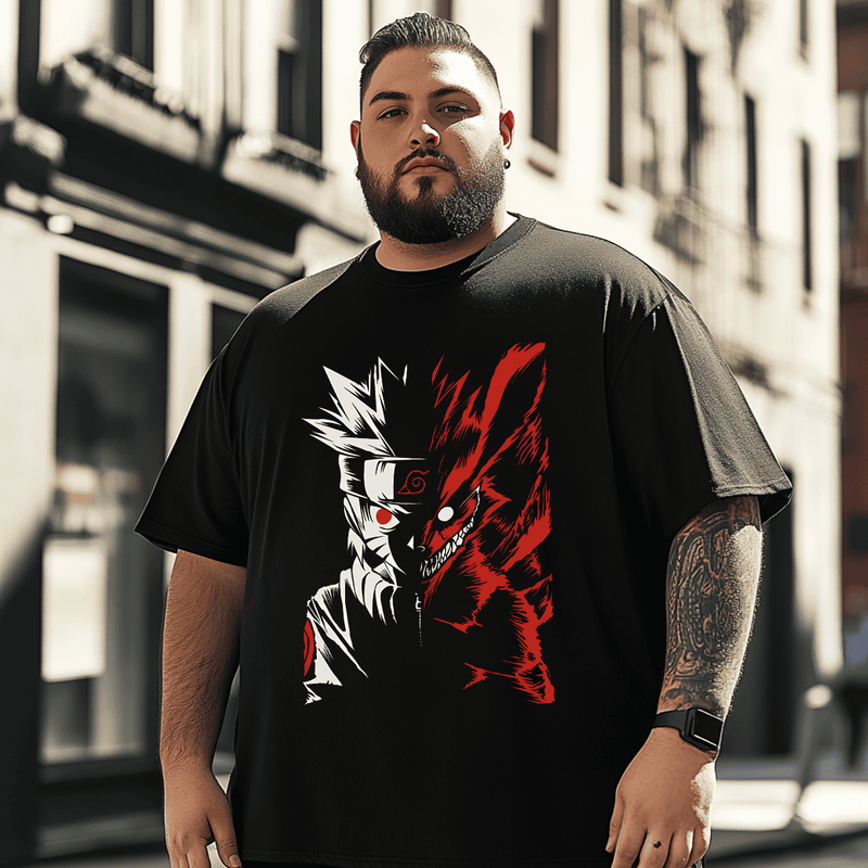 Anime Graphic T-Shirt, Plus Size Oversize T-shirt for Big & Tall Man