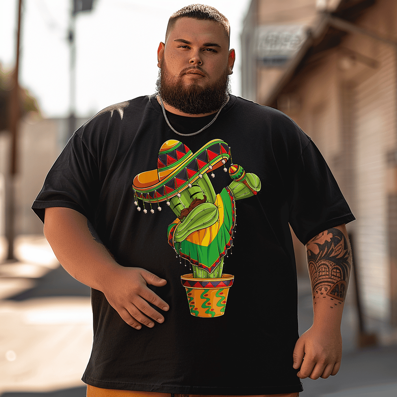 Dabbing Cactus Mexican poncho Men T-Shirt, Plus Size T-shirt for Big & Tall Man