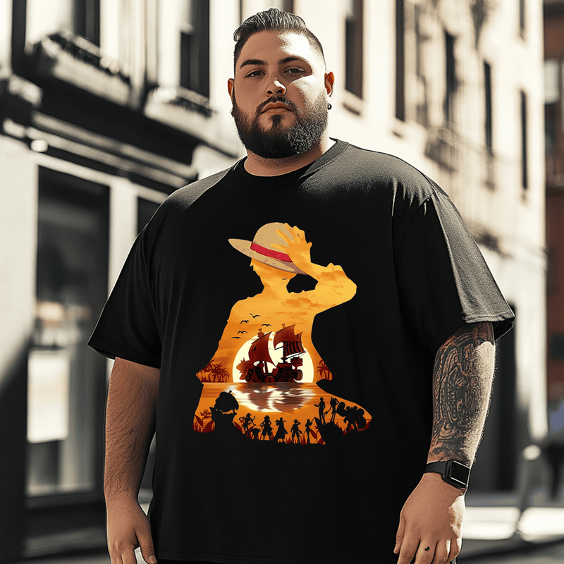 Anime Graphic 2# T-Shirt, Plus Size Oversize T-shirt for Big & Tall Man
