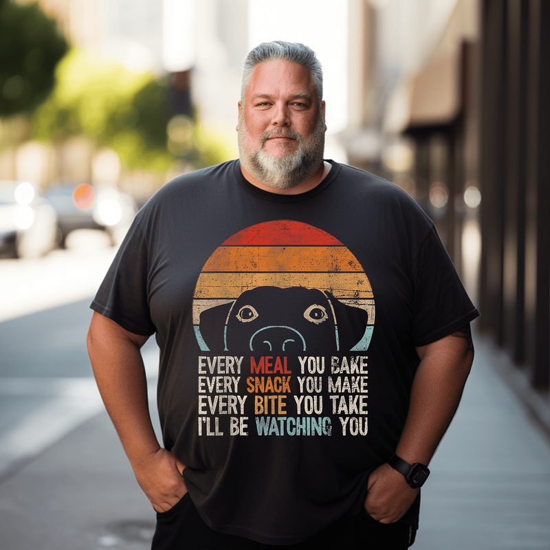 Retro Dog, Dog Owner, Dog Humor, Dog Lover T-Shirt, Plus Size T-shirt for Big & Tall Man