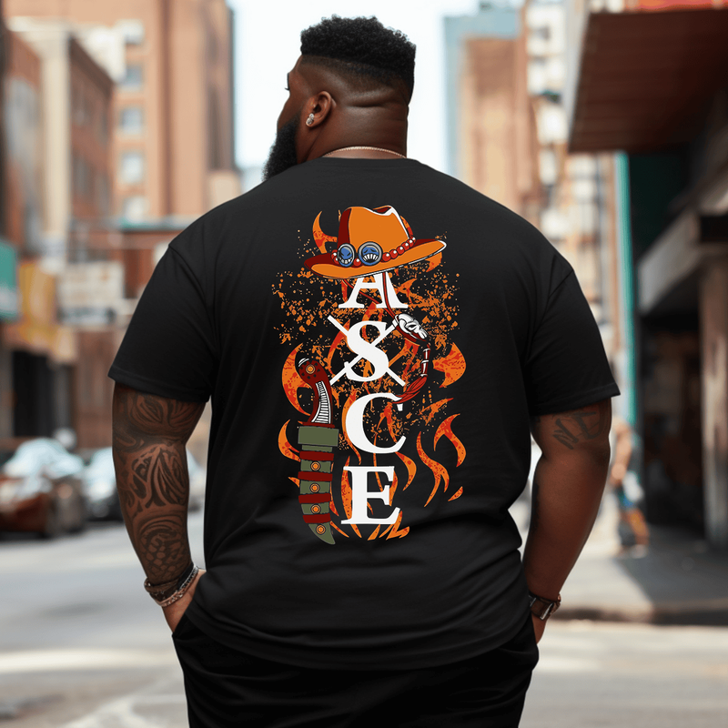 Fire Fist Asce Men Anime Graphic T-Shirt, Oversized T-Shirt for Big and Tall