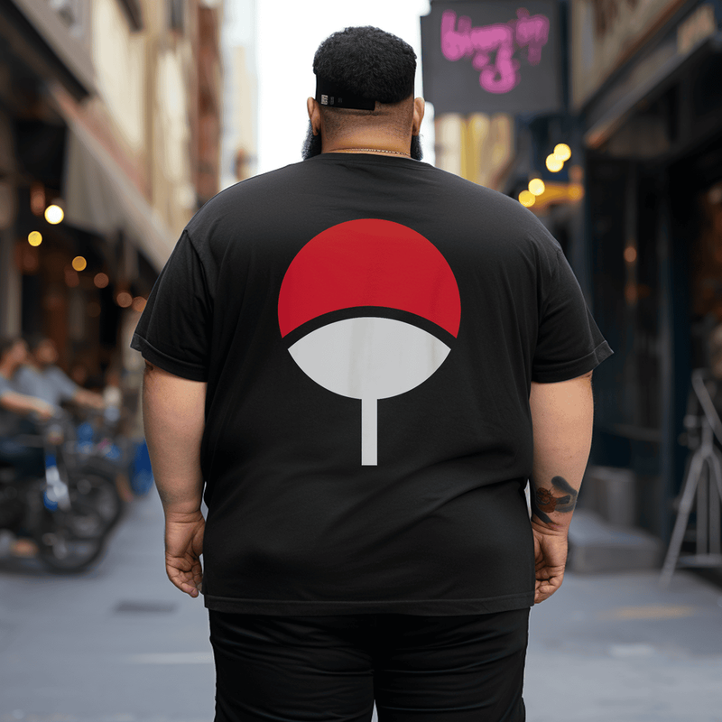Uchiha Symbol Men Anime T-Shirt Tee, Oversized T-Shirt for Big and Tall 1XL-9XL