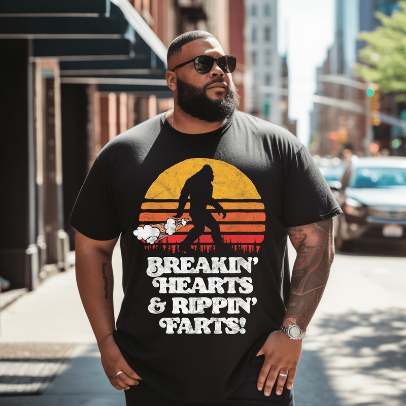Funny Bigfoot Sun T-Shirt, Plus Size Oversize T-shirt for Big & Tall Man
