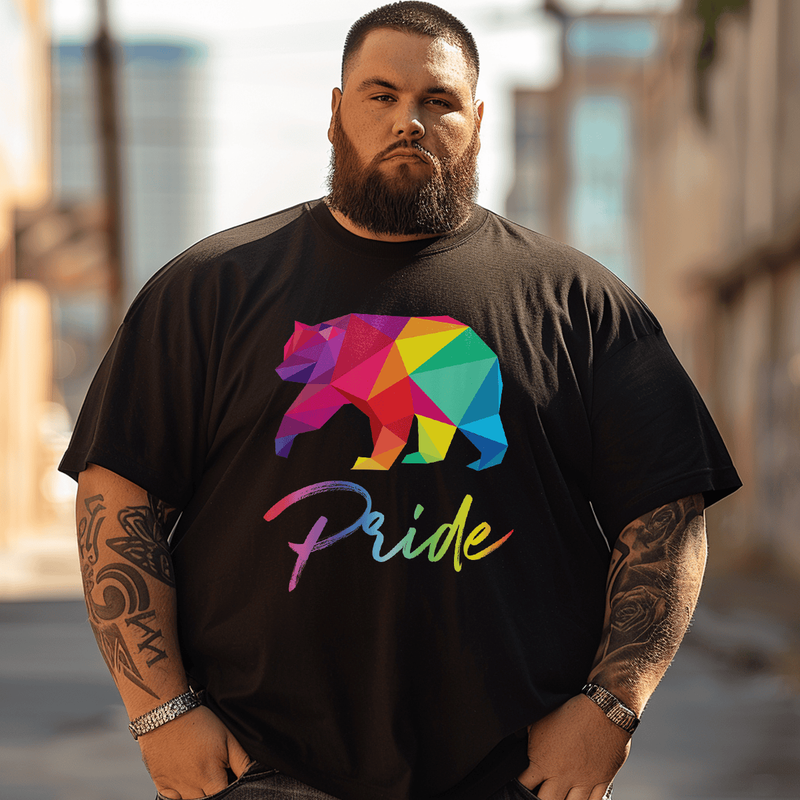 Gay Bear Pride Shirt Bears LGBT T-Shirt, Men Plus Size T-shirt for Big & Tall