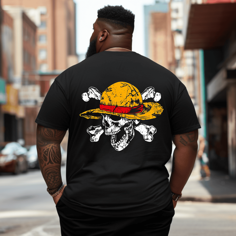 Straw Hat Skull Luffy Men Anime Graphic T-Shirt, Oversized T-Shirt for Big and Tall