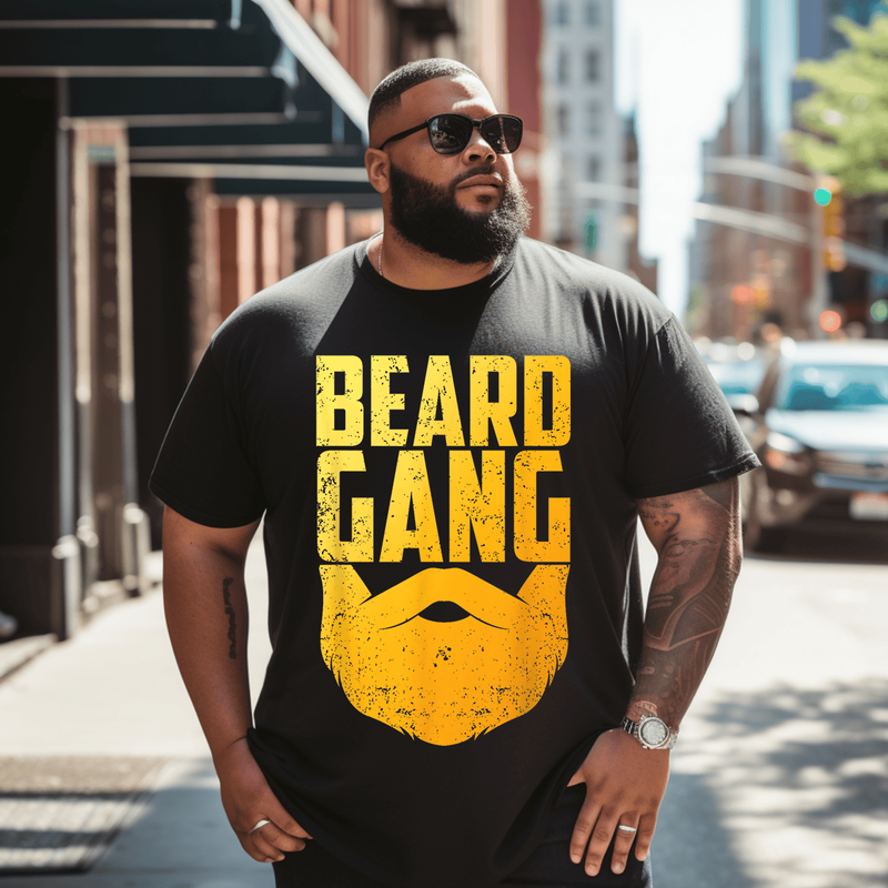 Beard Gang Beard Men Plus Size T-Shirt, Plus Size Oversize T-shirt for Big & Tall Man