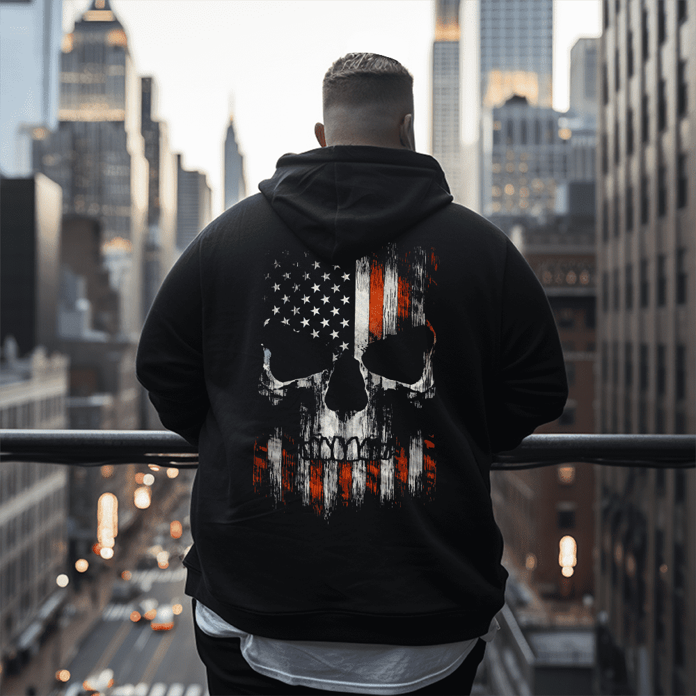 Patriotic Skull Men's Plus Size Hoodie