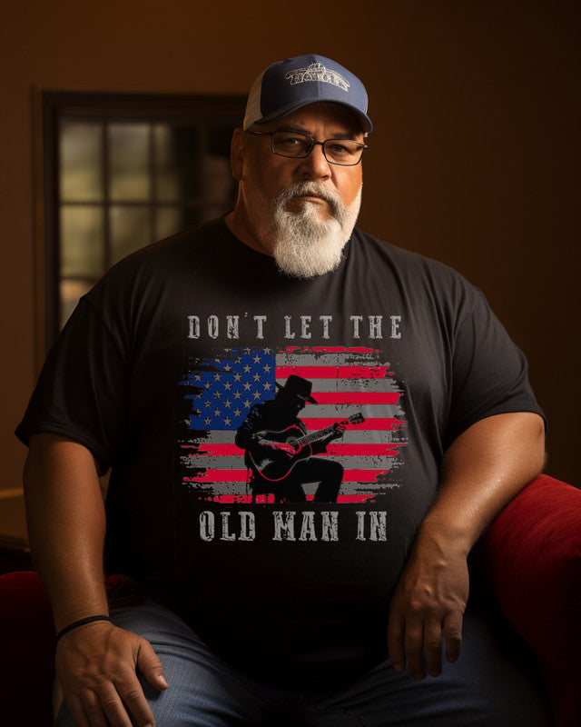 Men's "Don't Let The Old Man In" Print Plus Size T-shirt , Grandpa shirt
