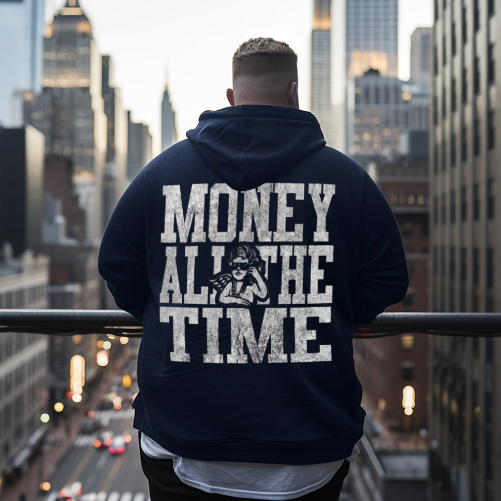 Spoof Angel Phone Letter Printed Men's Plus Size Hoodie