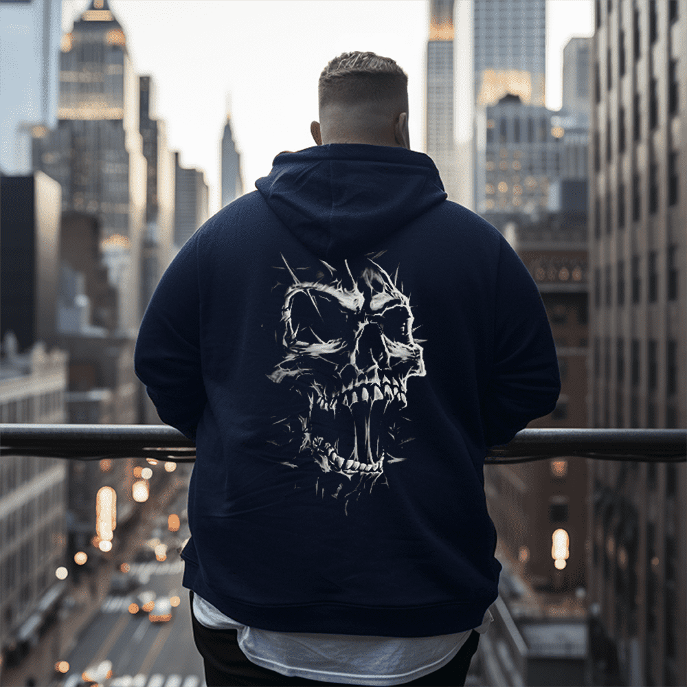 Skull Silhouette Men's Plus Size Hoodie