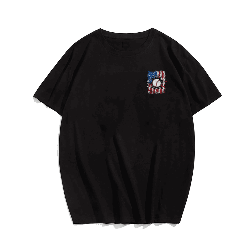 Patriotic Baseball 4th Of July Men USA American Flag Men T-Shirt, Oversized T-Shirt for Big and Tall