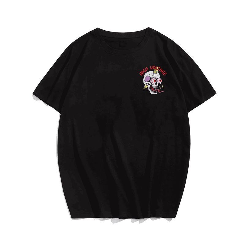 High Volt Skull Voltage Funny Lineman Electrician Men T-Shirt, Plus Size Oversized T-Shirt for Big and Tall
