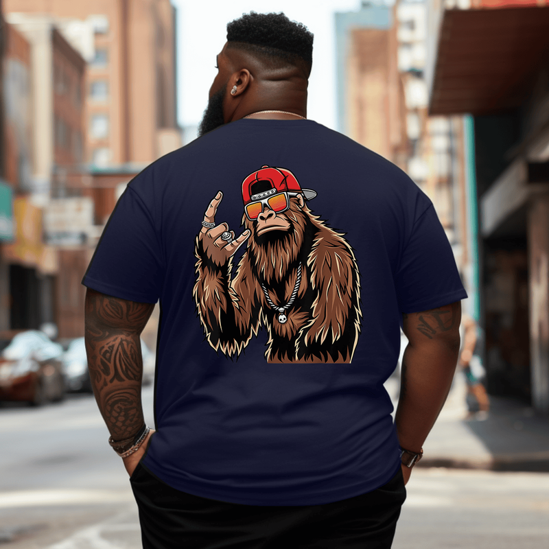 Bigfoot Sasquatch Rock On Hand Rock And Roll Music Lover 2# T-Shirt, Men Plus Size T-shirt