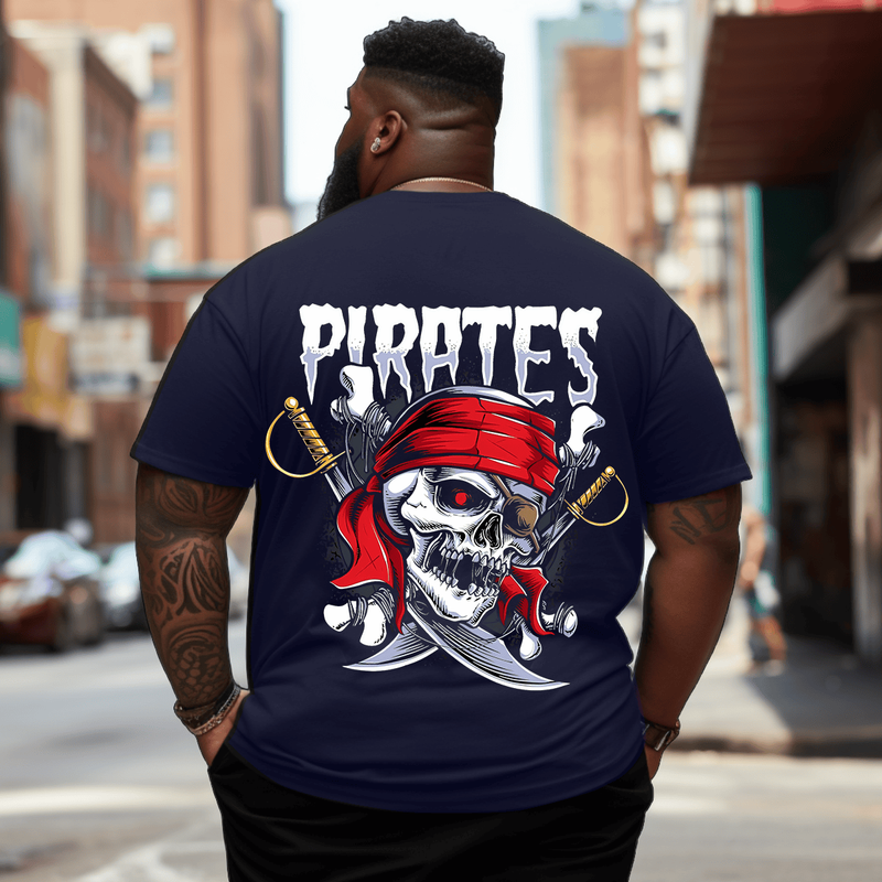 Pirates Skull with Sword T-Shirt, Oversized T-Shirt for Big and Tall