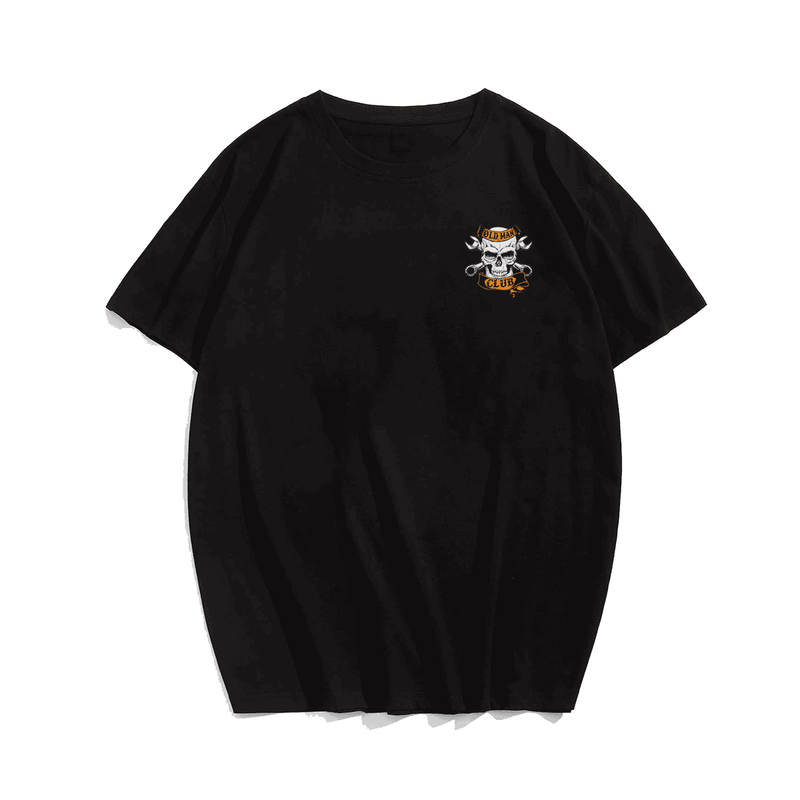 Mens Old Man Club Skull and Wrenches Shirt Cool Men T-Shirt, Oversized T-Shirt for Big and Tall Man