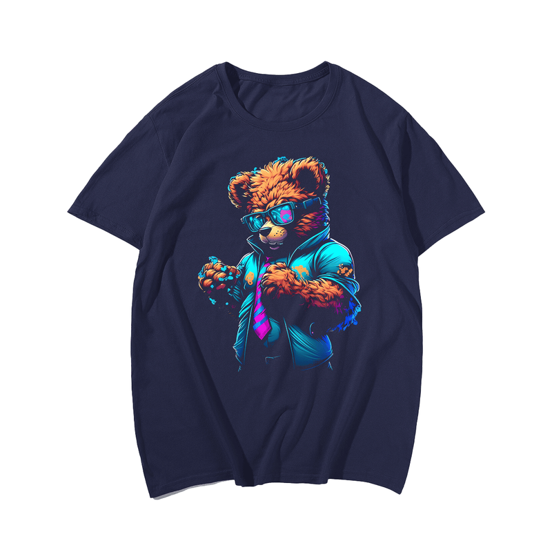 Anger Of Mr. Bear Plus Size Men T-Shirt, Plus Size Oversize T-shirt for Big & Tall Man