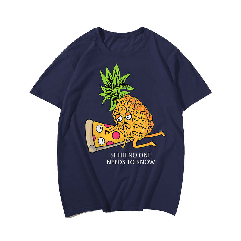 Pineapple Belongs on Pizza Lover Funny Food Pun T-Shirt, Plus Size Oversize T-shirt for Big & Tall Man