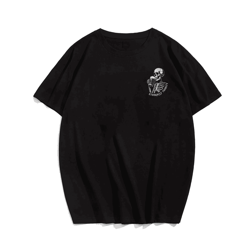 Skeleton Drink Beer Funny Craft Brew Men T-Shirt, Plus Size Oversized T-Shirt for Big and Tall 1XL-9XL