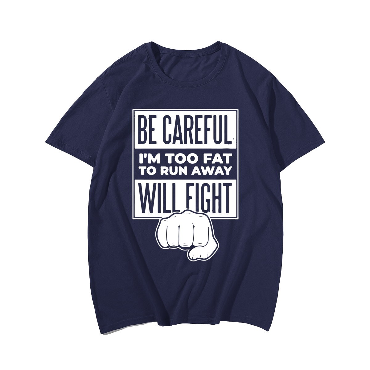 Fat Will Fight T-Shirt, Men Plus Size Oversize T-shirt for Big & Tall Man