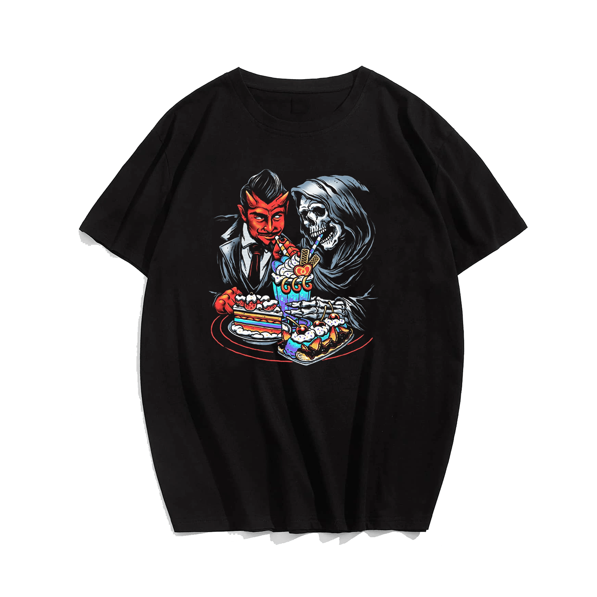 Devil and death men's plus size T-shirt 100% cotton