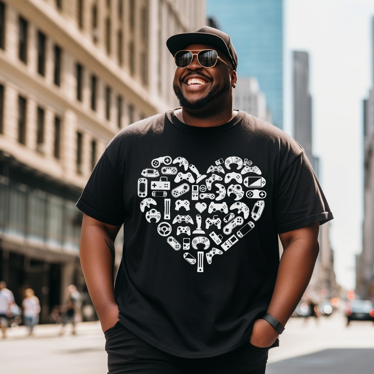 Men Gamer T-Shirt Valentine's Day Shirts, Men Plus Size Oversize T-shirt for Big & Tall Man
