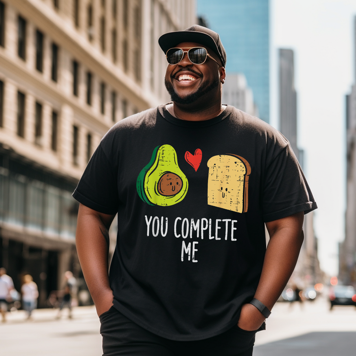 Avocado Toast You Complete Me Valentines Day T-Shirt, Men Plus Size Oversize T-shirt for Big & Tall Man