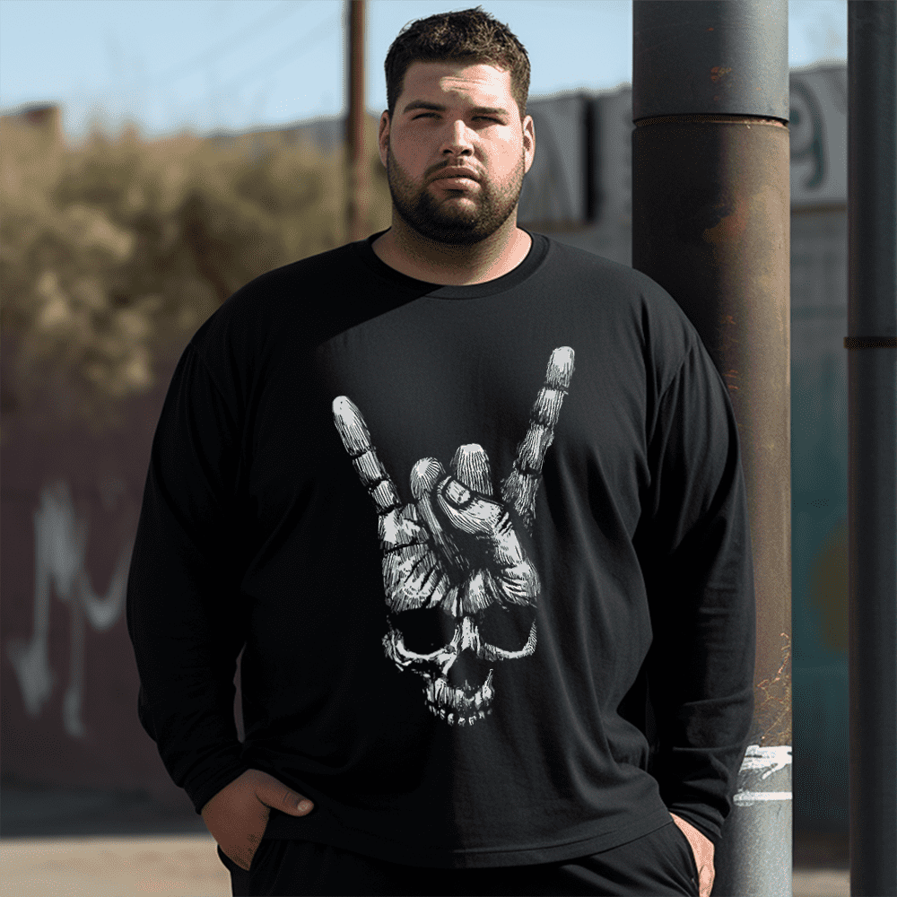Skull Mental Plus Size Long Sleeve T-Shirt