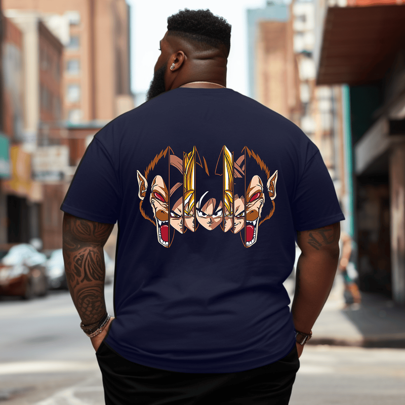Saiyan Forms Men Anime Graphic T-Shirt, Oversized T-Shirt for Big and Tall