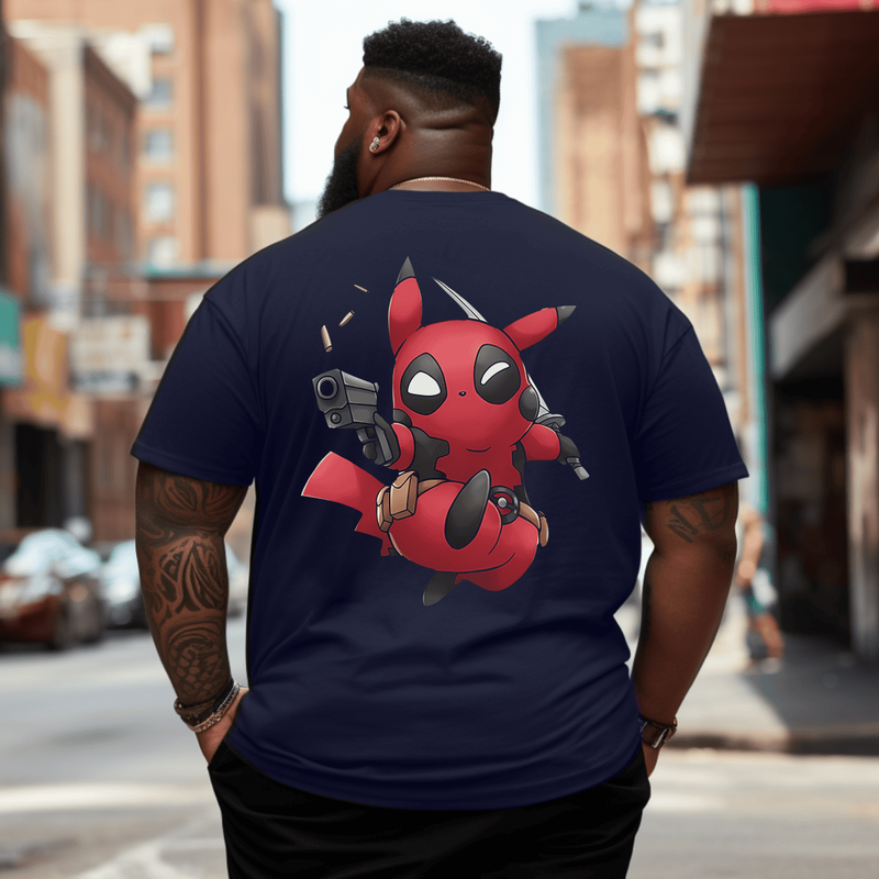 Pika Killer Men Anime Graphic T-Shirt, Oversized T-Shirt for Big and Tall