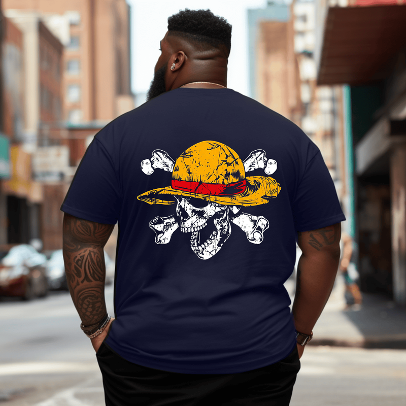 Straw Hat Skull Luffy Men Anime Graphic T-Shirt, Oversized T-Shirt for Big and Tall