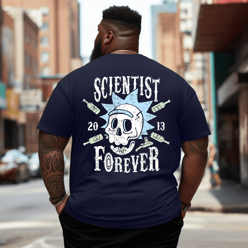 Scientist Forever Men Anime Graphic T-Shirt, Oversized T-Shirt for Big and Tall