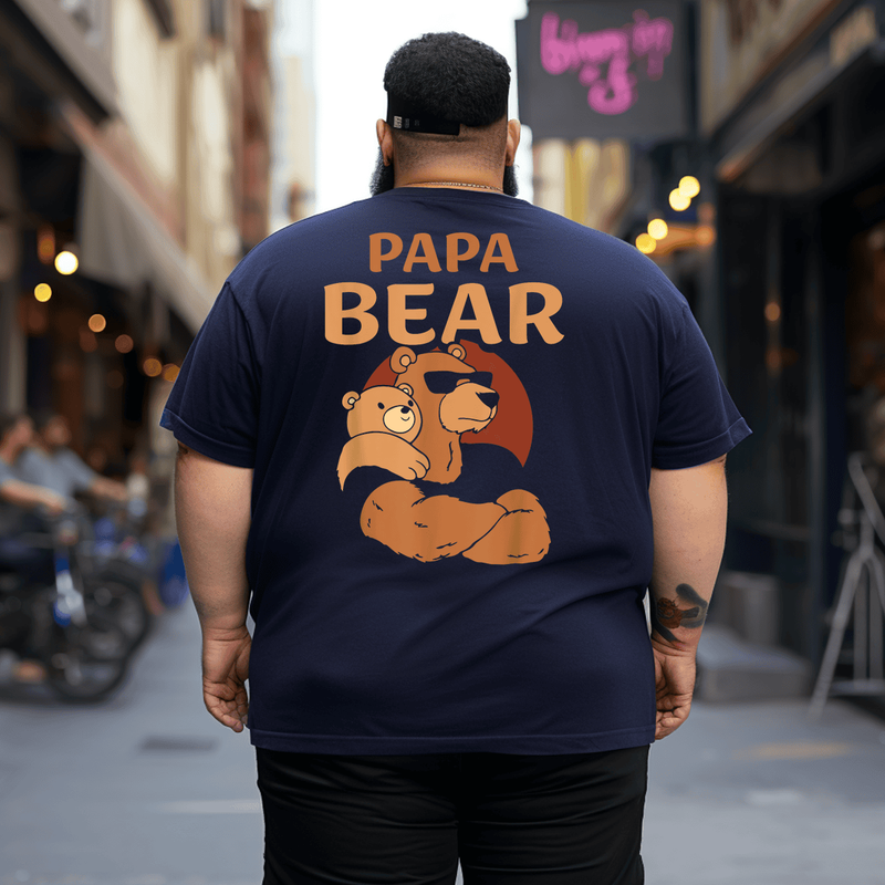 Papa Bear Bears Men Plus Size T-Shirt, Oversized T-Shirt for Big and Tall 1XL-9XL