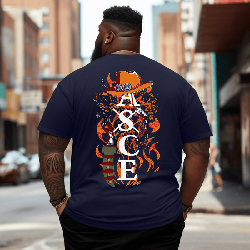 Fire Fist Asce Men Anime Graphic T-Shirt, Oversized T-Shirt for Big and Tall