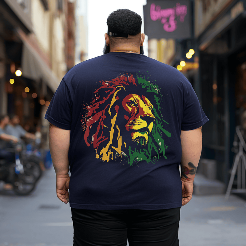 Jamaican Lion Jamaican Rasta Flag Lion Of Judah Reggae Music T-Shirt, Plus Size Oversized T-Shirt for Men