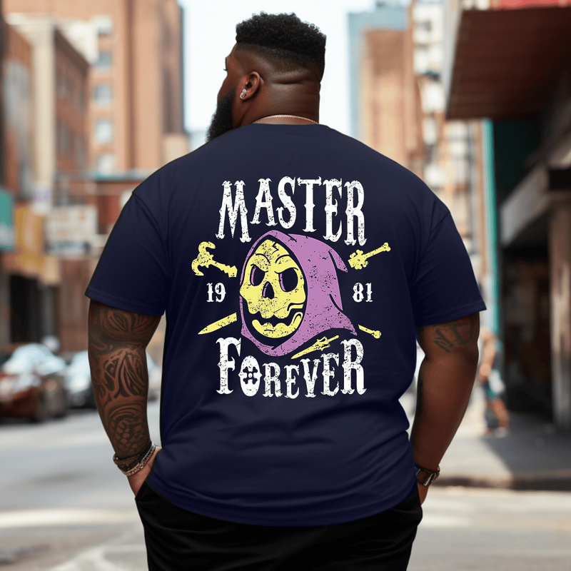 Master Forever Men Anime Graphic T-Shirt, Oversized T-Shirt for Big and Tall