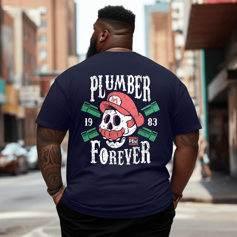Plumber Forever Men Anime Graphic T-Shirt, Oversized T-Shirt for Big and Tall
