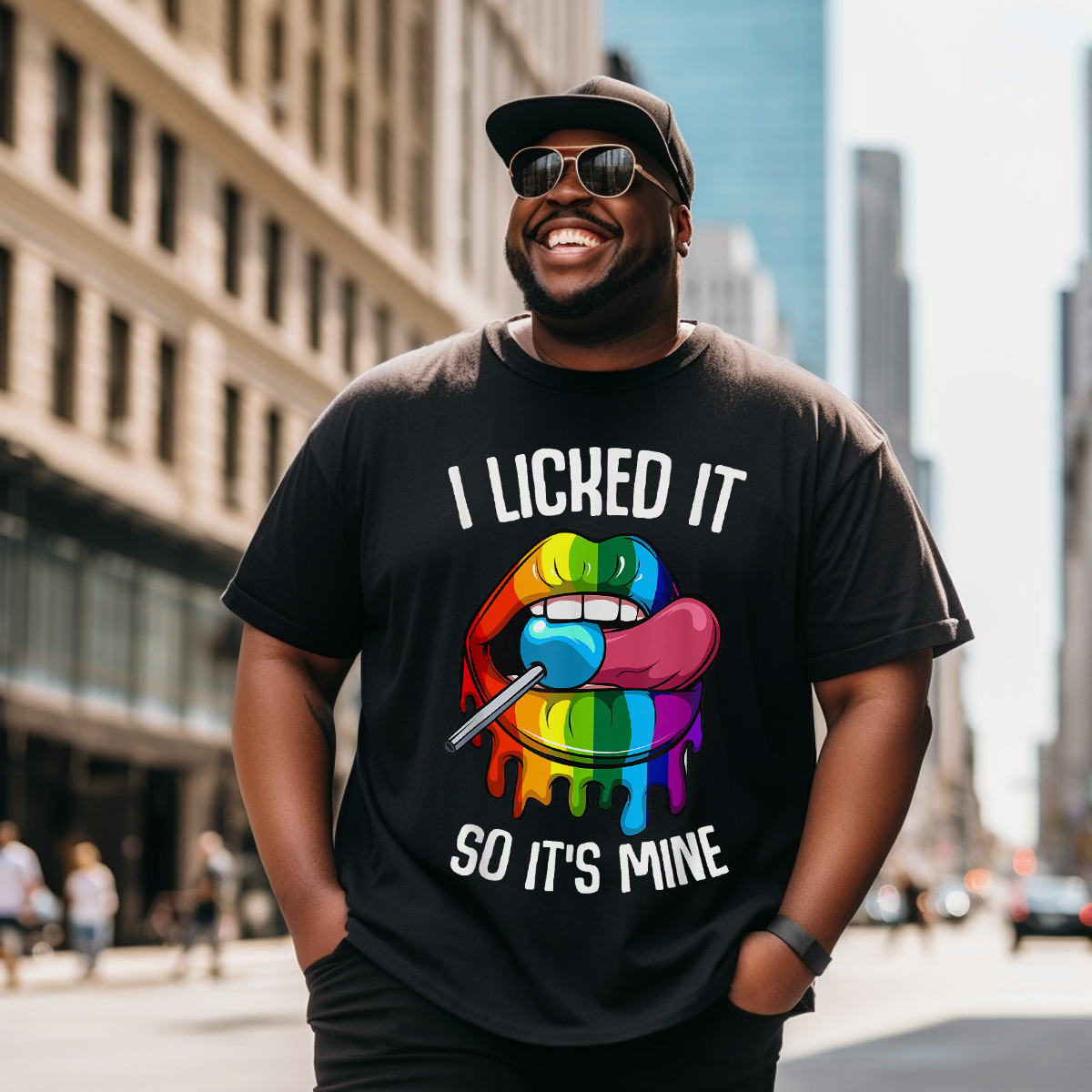 I Licked it So It's Mine T-Shirt, Men Plus Size Oversize T-shirt for Big & Tall Man