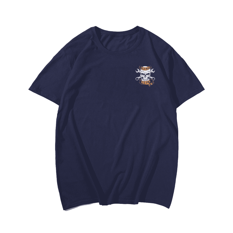 Mens Old Man Club Skull and Wrenches Shirt Cool Men T-Shirt, Oversized T-Shirt for Big and Tall Man