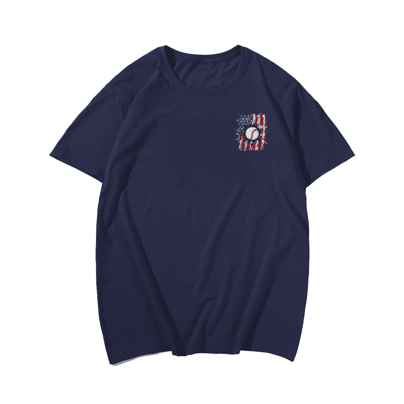 Patriotic Baseball 4th Of July Men USA American Flag Men T-Shirt, Oversized T-Shirt for Big and Tall