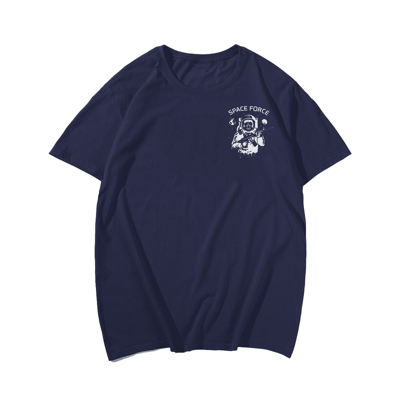 Skull Astronaut Space Force Men T Shirt, Plus Size Oversized T-Shirt for Big and Tall 1XL-9XL
