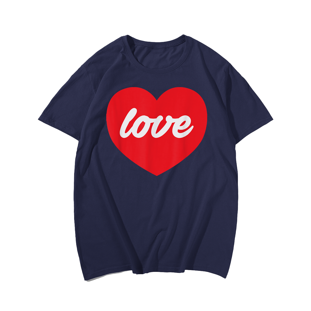 Love Heart Valentines Day T-Shirt, Men Plus Size Oversize T-shirt for Big & Tall Man